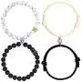 KELAIEN 2 Pairs Adjustable Magnetic Couple Bracelet Set for Women Men Girl Bestfriend Mutual Attraction Rope Braided Bracelet Mutual Attraction Beaded Bracelet Set Magnet Bracelet for Couples Gifts