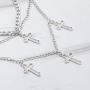 HMIXN Punk Chain Chokers Pendants for Women E Girl, Silver Color Alloy Hollow Cross Layered Choker Necklaces