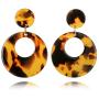 SMALLLOVE Acrylic Earrings Set for Women Girls Fashion Retro Bohemian Statement Leopard Print Geometric Resin Acetate Drop Dangle Hoop Studs Earrings