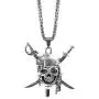 Pirate Skull and Crossed Swords Necklace (15 Inches, Silver)