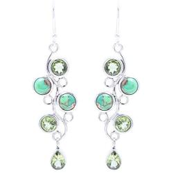 NOVICA Multi-Gem Peridot .925 Sterling Silver Dangle Earrings, Green Sheen