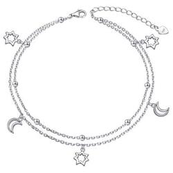 DAOCHONG Anklet for Women S925 Sterling Silver Adjustable Foot Ankle Bracelet