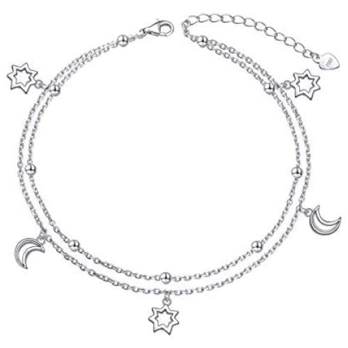 DAOCHONG Anklet for Women S925 Sterling Silver Adjustable Foot Ankle Bracelet