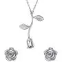 BriLove Womens 925 Sterling Silver Vintage Rose Pendant Necklace Stud Earrings Jewelry Set