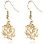 Lotus Flower Stainless Steel Dangle Earrings
