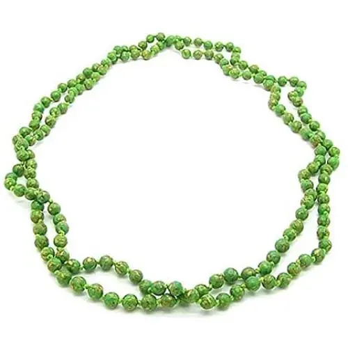 Gem Stone King 44 Inch 6MM Round Stunning Green Simulated Turquoise Strand Beaded Bracelet or Necklace