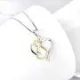 YFN Cat Necklaces 925 Sterling Silver Two-Tone Heart Jewelry, Love Heart Necklace for Women,Girls Cat Lovers