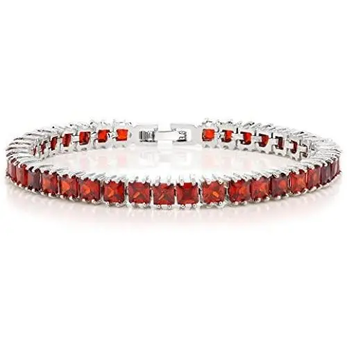 Gem Stone King 15.00 Ct Sparkling Princess Cut Cubic Zirconia CZ Tennis Bracelet 7 Inch