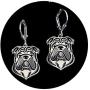 Bulldog Sterling Silver Necklace Dangle Earrings Set by Ginger Lyne Ears Down Puppy Dog Pet Pendant Box Chain Doggie Animal Paw Print Heart Jewelry for Mom Women Girls Teens