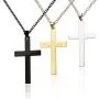 Cross Necklace, 3PACK Stainless Steel Cross Pendant Necklace Adjustable Unisex Cross Charm Mirror Polished Cross Chain Necklace Plain Birthday Valentine Gift for Man & Woman – Silver Black Gold Cross Necklace, 3PACK Stainless Steel Cross Pendant Necklace Adjustable Unisex Cross Charm Mirror Polished Cross Chain Necklace Plain Birthday Valentine Gift for Man & Woman – Silver Black Gold