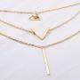 Jovono Fashion MultiLayered Necklaces Rhinestone Strip Pendant Necklace for Women and Girls(Gold)