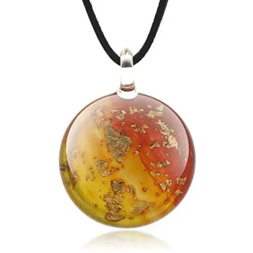 Suvani Jewelry Hand Blown Venetian Murano Glass Stardust Round Puff Pendant Necklace, 18-20 inches Suvani Jewelry Hand Blown Venetian Murano Glass Stardust Round Puff Pendant Necklace, 18-20 inches