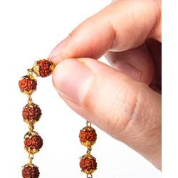 Authentic Rudraksha Mala- 6-7mm 5face Genuine Himalayan Rudraksha Seeds with Golden Color Caps Religious Ornament Rosary Japa Mala Necklace - Imported from Nepal (6mm-1pc)