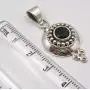 SilverStarJewel 925 Sterling Silver 7 x 7 mm Black Onyx Antique Style Pendant 1.4''