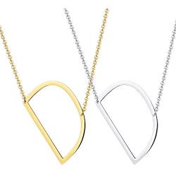 LOYALLOOK Large Sideways Initial Necklace for Women Big Letter Script Name Stainless Steel Pendant Letter Necklace