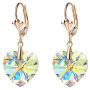 Swarovski Crystal Heart Drop Leverback Earrings for Women Fashion Dangle Earring 14K Rose Gold Plated Hypoallergenic Jewelry