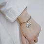 Fashion Link Charm Coin Bracelet for Women Girls Stainless Steel Asymmetrical Toggle Chain Queen Elizabeth Goddess Worship Celebrity Medallion Keepsake Dainty Jewelry Gifts