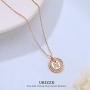 URIZZD Sterling Silver Initial Necklaces for Women Rose Gold Letter Womens Necklace Adjustable Simple Alphabet Coin Pendant Necklaces Dainty Jewelry Gift for Women