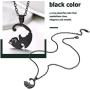 Couple Heart/Cat Necklaces, 2pcs Necklaces/Set, Black/18K Real Gold Plated 316L Stainless Steel, Mens Womens Jewelry (with Gift Box)