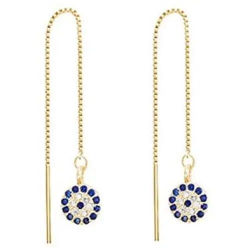 SLUYNZ 925 Sterling Silver Round Eye Dangle Earrings Chain for Women Teen Girls Evil Eye Threader Earrings SLUYNZ 925 Sterling Silver Round Eye Dangle Earrings Chain for Women Teen Girls Evil Eye Threader Earrings