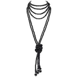 COLORFUL BLING Fashion Faux Pearls Long Necklace Pearl Multilayers Beaded Necklace for Women