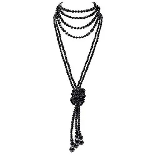 COLORFUL BLING Fashion Faux Pearls Long Necklace Pearl Multilayers Beaded Necklace for Women