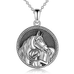 YAFEINI Horse Gifts for Women 925 Sterling Silver Horse with Girls Pendant Necklace Lovely Animal Horse Theme Jewelry Gifts for Horse Lover