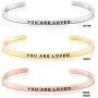 MantraBand Bracelet - You are Loved - Inspirational Engraved Adjustable Mantra Band Cuff Bracelet - Silver, Gold, Rose Gold - Gifts for Women