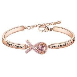 MAOFAED Cancer Fighter Gift Cancer Survivor Gift Fight Cancer One Round at A Time Cancer Awareness Jewelry Cancer Patients Jewelry Gift for Her