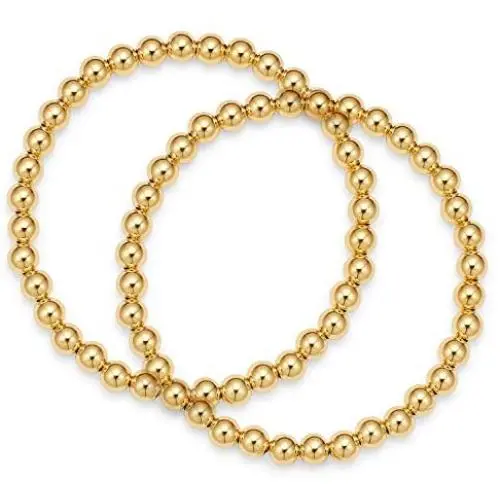 ISAACSONG.DESIGN Women Men Beaded Couple Bracelet, Stainless Steel Gold Bead Ball Stacking Elastic Bracelet Jewelry ISAACSONG.DESIGN Women Men Beaded Couple Bracelet, Stainless Steel Gold Bead Ball Stacking Elastic Bracelet Jewelry