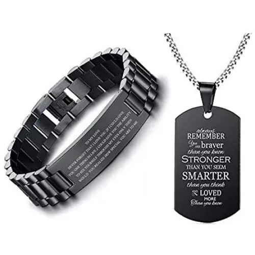VNOX Personalized Engraved Love Quote Link Bracelet ,Pendant Necklace from Wife Anniversary Birthday Gifts to Lover Boyfriend Husband,Mens Anniversary Gift Ideas VNOX Personalized Engraved Love Quote Link Bracelet ,Pendant Necklace from Wife Anniversary Birthday Gifts to Lover Boyfriend Husband,Mens Anniversary Gift Ideas