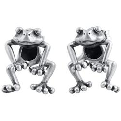LOVECOM 2 Piece Frog 925 Sterling Silver Dangle Post Earrings for Women Girls Cute Frog Vintage Animal Earring Jewelry Gifts( 2 Ways To Wear)
