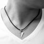 MANBU 925 Sterling Silver Men Jewelry Arrowhead Pendant Necklace with Woven Wax Rope Chain