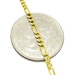 18 Karat Solid Yellow Gold 1.3MM, 1.5MM, 2.2MM Figaro Link Chain Necklace - 3+1 Link - Made In Italy