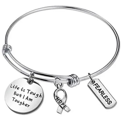 SIDIMELO Cancer Survivor Gift Cancer Fighter Gift Life is Tough But I am Tougher Cancer Awareness Inspirational Daily Reminder Awareness Ribbon Charm Cancer Survivor Bracelet SIDIMELO Cancer Survivor Gift Cancer Fighter Gift Life is Tough But I am Tougher Cancer Awareness Inspirational Daily Reminder Awareness Ribbon Charm Cancer Survivor Bracelet