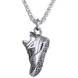 U7 Sport Shoe Necklace Stainless Steel Personalised Runnig Shoe Pendant, Gift for Runner