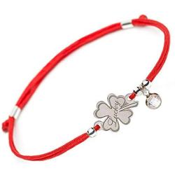 SOLOMIYA Good Luck Lucky Bracelet - 4 Leaf Clover Flower 925 Sterling Silver Charm - Adjustable Friendship Red String Evil Eye Protection Bracelets for Girls Womens (Lucky)