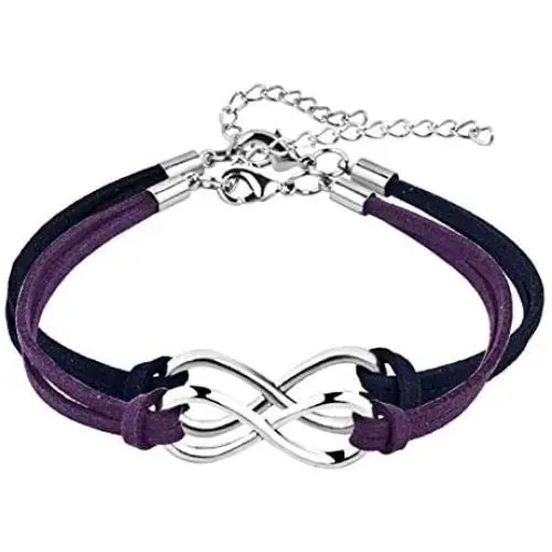 LoEnMe Jewelry 2 Ropes Silver Love Symbol Charm Bangle Handmade Leather Infinity Bracelet LoEnMe Jewelry 2 Ropes Silver Love Symbol Charm Bangle Handmade Leather Infinity Bracelet