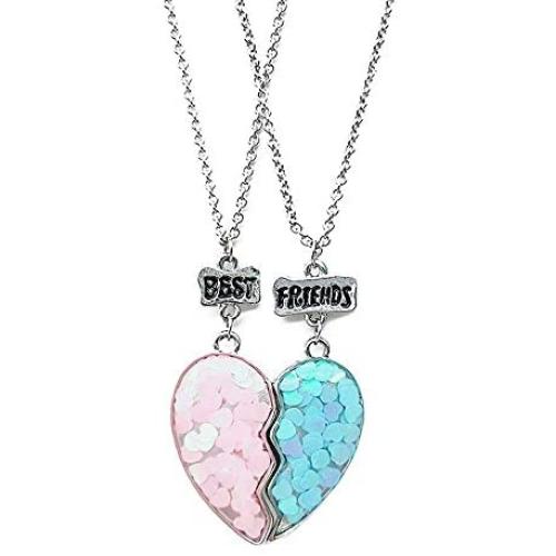 MJartoria BFF Necklaces for 2 - Split Heart Mermaid Tail Pendant Best Friends Forever Friendship Necklace Gifts for Girls