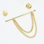 UUDUO Mens 18K Gold Brass Collar Bar with Hanging Chain Tassel Silver Black Circular Column Screw Thread Head Collar Brooch Shirt Tie Bar