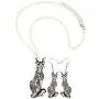 DUOWEI Acrylic Cute Sphynx Cat Earrings Necklace Sets Canadian Hairless Drop Dangle Pendant Jewelry Charms Gifrs for Women Teens Little Girls