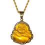Men Women Jewelry Iced Laughing Yellow Jade Buddha Pendant Necklace Rope Chain Genuine Certified Grade A Jadeite Jade Hand Crafted, Jade Necklace, 14k Gold Over Laughing Jade Buddha Necklace, Yellow Violet Jade Medallion, Fast Prime Shipping