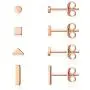 Sterling Silver Stud Earrings for Women Men- 4 Pairs of Hypoallergenic Simple Geometric Small Stud Earring Set Tiny Circle Triangle Square Bar Stud Earrings Mini Cartilage Tragus Earrings