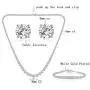 GEMSME 18K White Gold Plated Graduated Round Cubic Zirconia Tennis Necklace/Bracelet/Earrings Sets Pack of 3