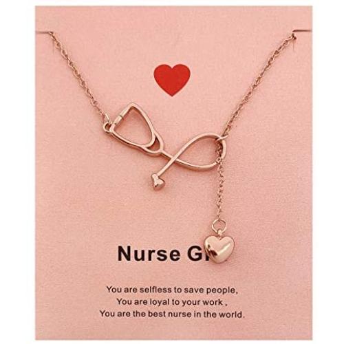 Your Always Charm Stethoscope Lariat Necklace Gift You’re Angles in White,The Word Best Nurse