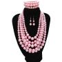 MeliMe Faux Big Pearl Necklace Flapper Beads Pearl Statement Necklace Bracelet and Earrings for Women Mother