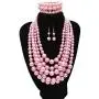 MeliMe Faux Big Pearl Necklace Flapper Beads Pearl Statement Necklace Bracelet and Earrings for Women Mother