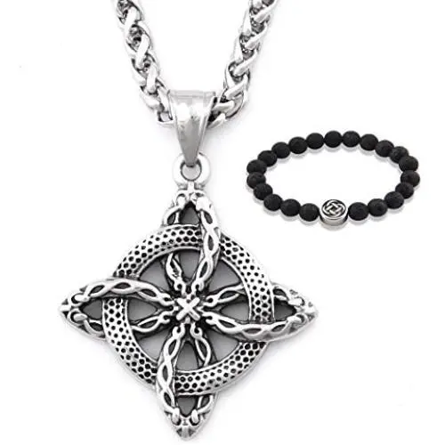 GUNGNEER Men Stainless Steel Irish Knot Shield Protection Pendant Necklace 20'' 28'' Keel Chain Celtic Jewelry Amulet GUNGNEER Men Stainless Steel Irish Knot Shield Protection Pendant Necklace 20'' 28'' Keel Chain Celtic Jewelry Amulet