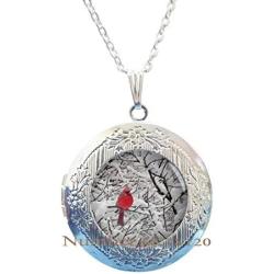 Yijianxhzao Cardinal Jewelry Cardinal Locket Necklace Cardinal Red Bird Locket Necklace，Cardinal Jewelry Cardinal Pendant,BV184