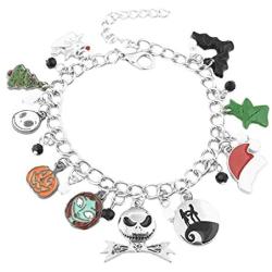 Blingsoul Mare Night Horror Charm Bracelet - Christmas Before Horror Pumpkin Charm Halloween Jewelry Gift for Women